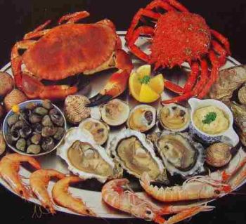 En Dalian seafood menu - krabber, muslinger, rejer og sters